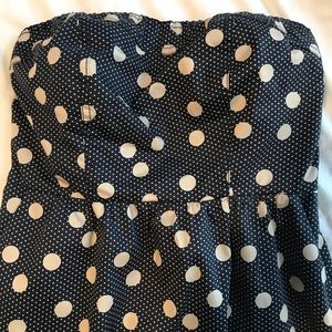 Navy blue & ivory polka dot dress